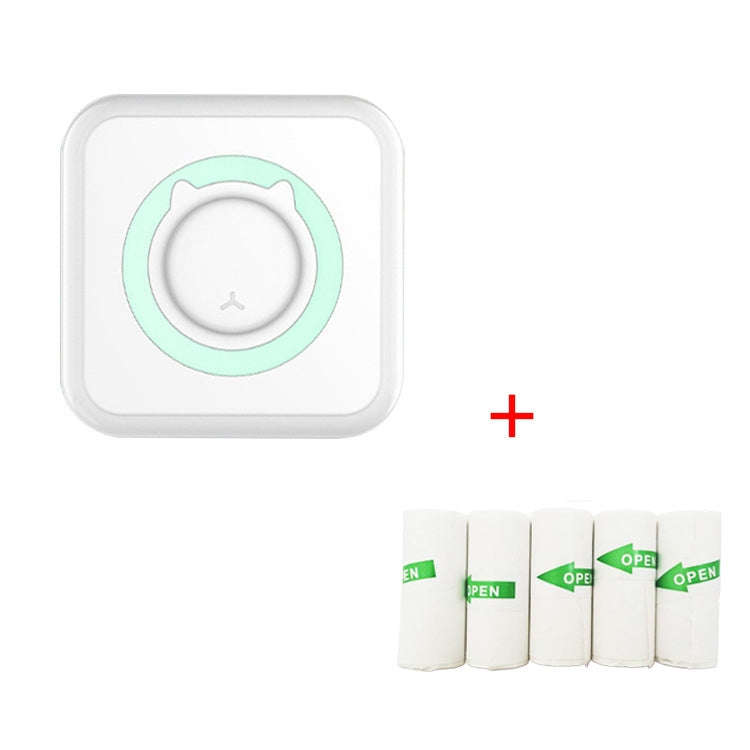 C15 Mini Student Bluetooth Inkless Photo Label Thermal Printer, Spec: Green+5 Stickers