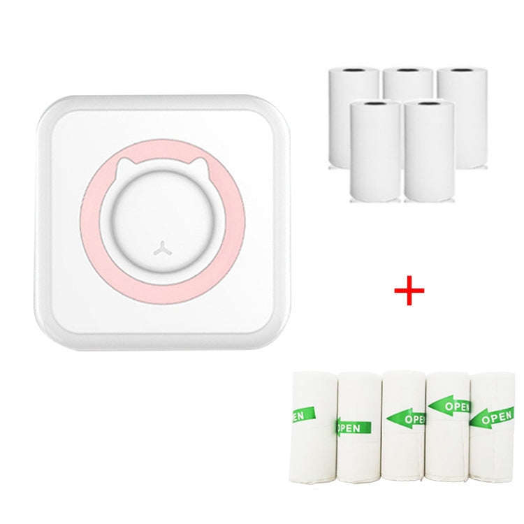 C15 Mini Student Bluetooth Inkless Photo Label Thermal Printer, Spec: Pink+5 Stickers+5 Paper