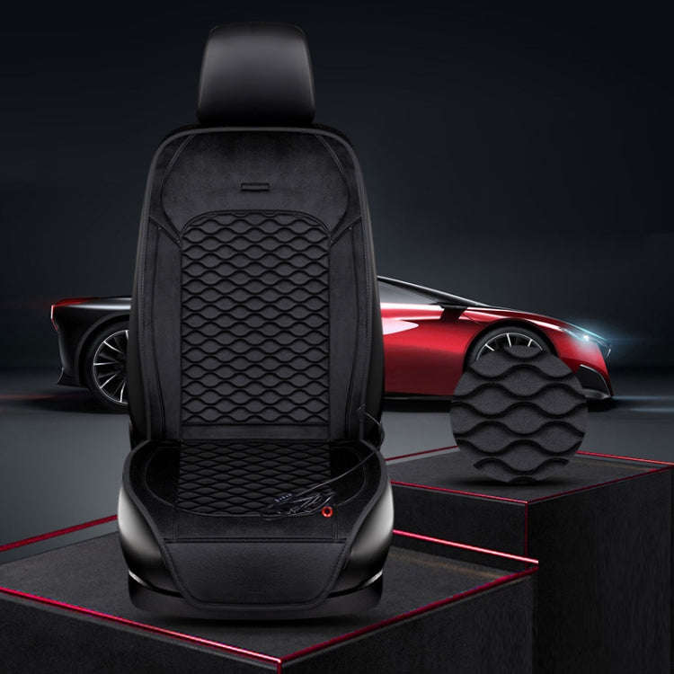 12V Car Winter Electric Heating Short Plush Seat Cushion, Color: Black
