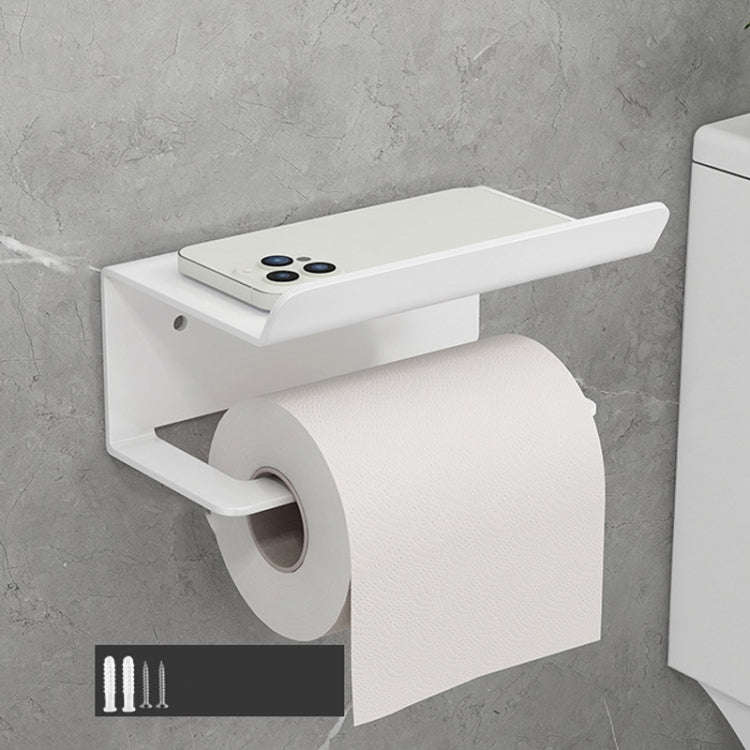 Stainless Steel Bathroom Roll Paper Holder No-Punch Cell Phone Storage Shelf, Style: Paper Rack (...