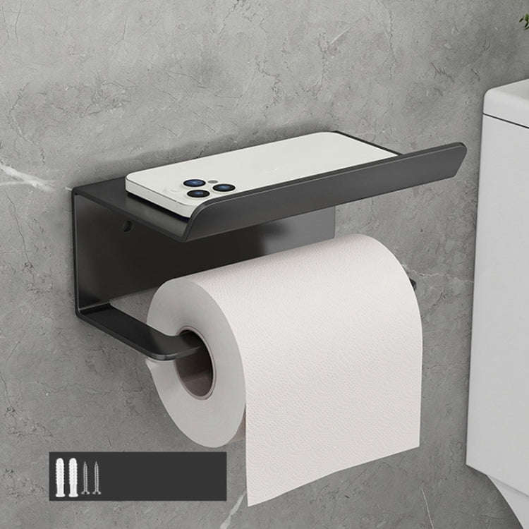 Stainless Steel Bathroom Roll Paper Holder No-Punch Cell Phone Storage Shelf, Style: Paper Rack (...