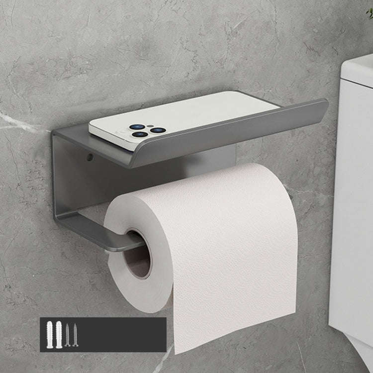 Stainless Steel Bathroom Roll Paper Holder No-Punch Cell Phone Storage Shelf, Style: Paper Rack (...