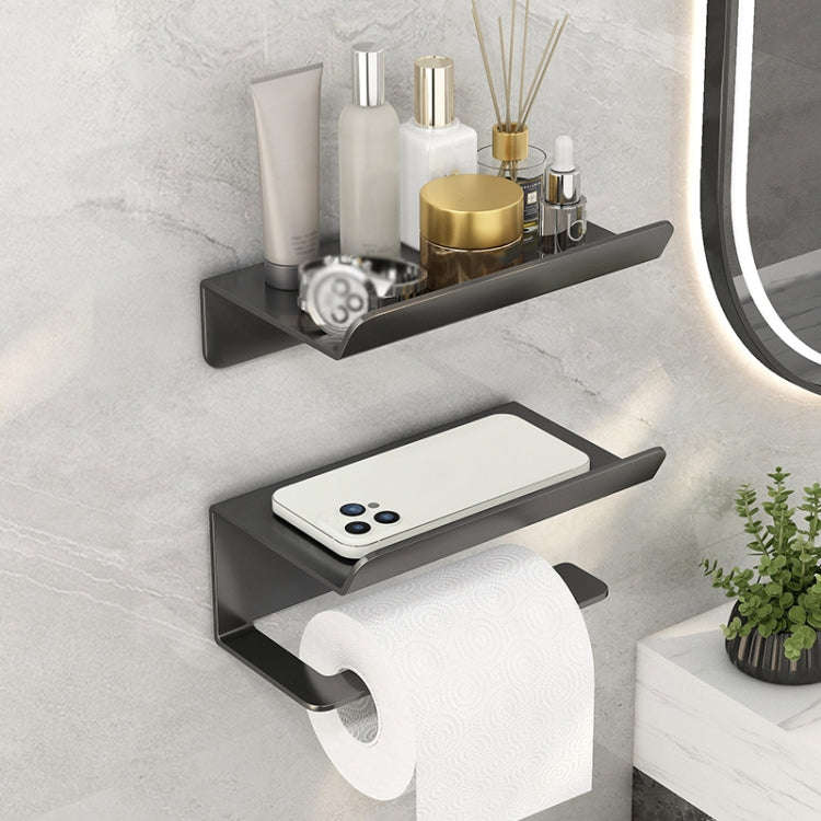 Stainless Steel Bathroom Roll Paper Holder No-Punch Cell Phone Storage Shelf, Style: Paper Rack (...
