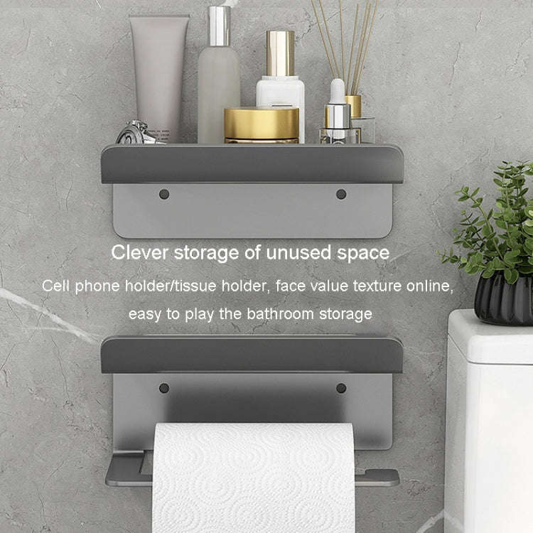 Stainless Steel Bathroom Roll Paper Holder No-Punch Cell Phone Storage Shelf, Style: Paper Rack (...