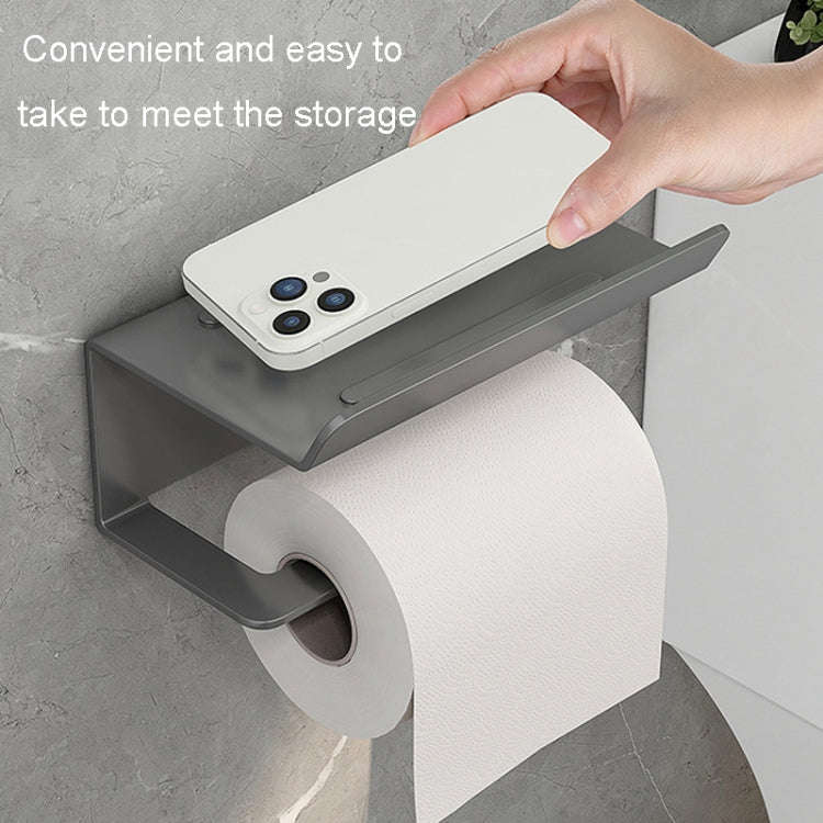Stainless Steel Bathroom Roll Paper Holder No-Punch Cell Phone Storage Shelf, Style: Paper Rack (...