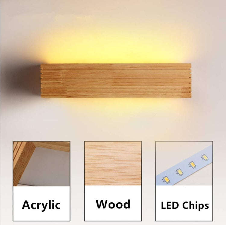 35cm LED Solid Wood Wall Lamp Bedroom Bedside Lamp Corridor Wall Lamp(Warm Light)