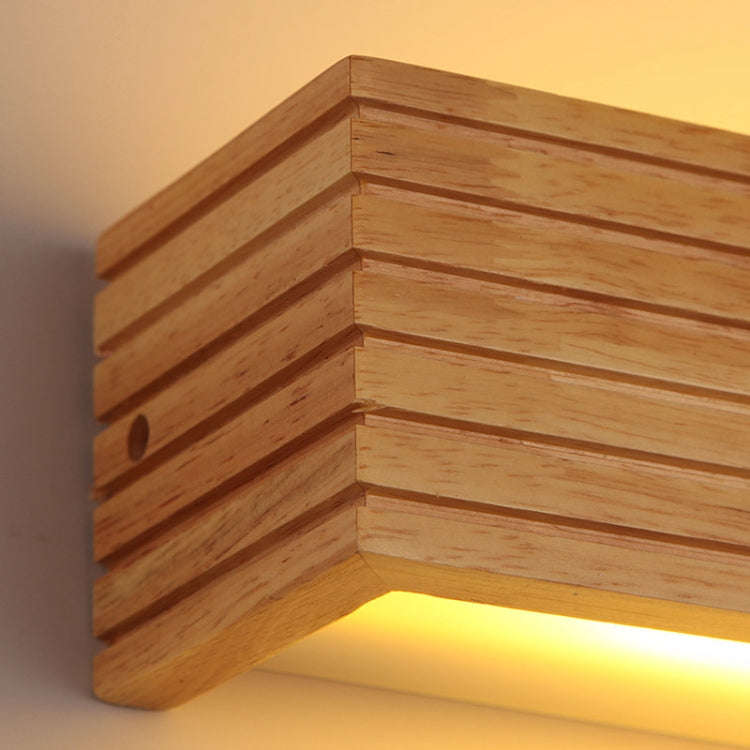 35cm LED Solid Wood Wall Lamp Bedroom Bedside Lamp Corridor Wall Lamp(Warm Light)