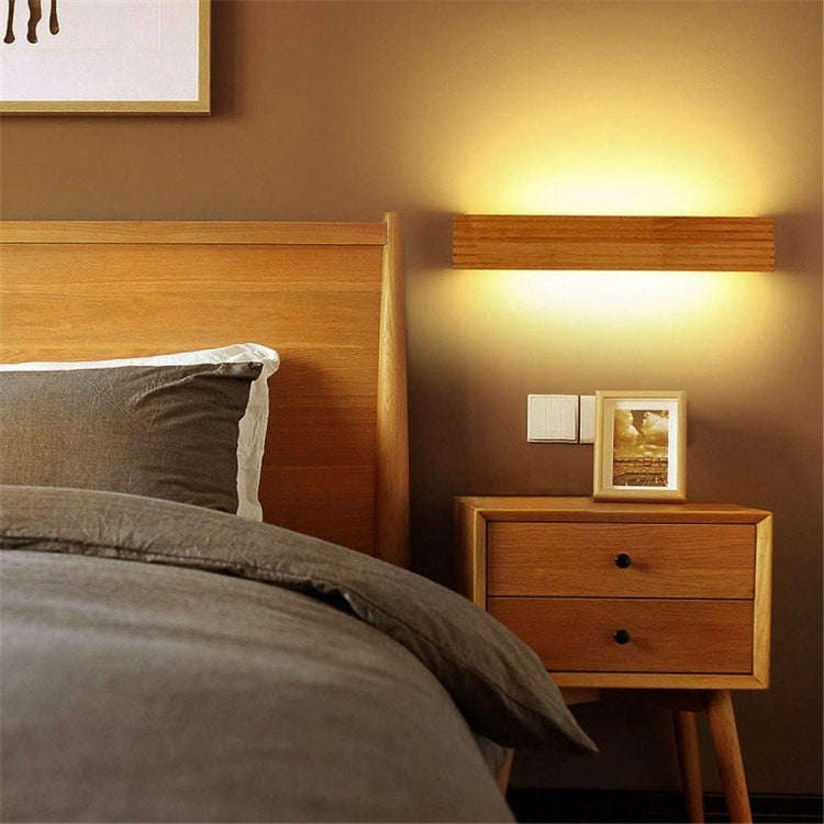 35cm LED Solid Wood Wall Lamp Bedroom Bedside Lamp Corridor Wall Lamp(Warm Light)