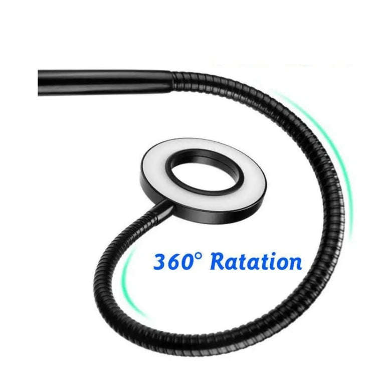 8 Inch Selfie Ring Light With Cell Phone Holder 360 Rotating Flexible Arms For Live Stream