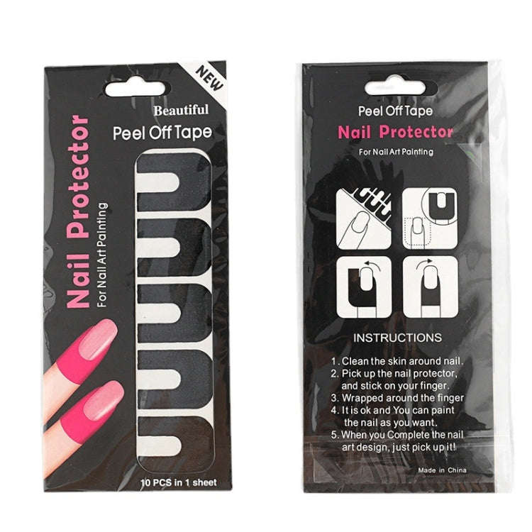 10pcs /Pack Nail Art Nail Polish Anti-Spill U-Shape Stickers(Color Random Delivery)
