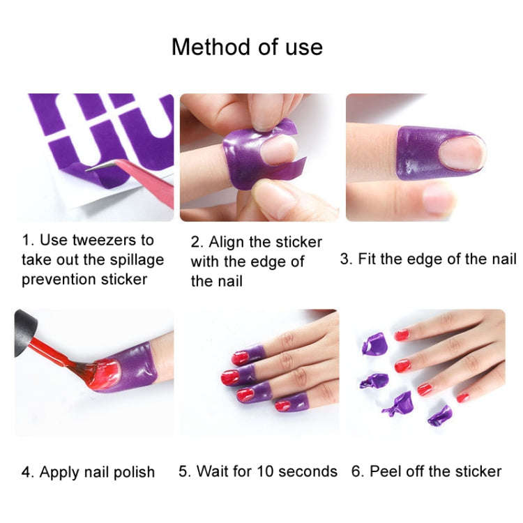 10pcs /Pack Nail Art Nail Polish Anti-Spill U-Shape Stickers(Color Random Delivery)