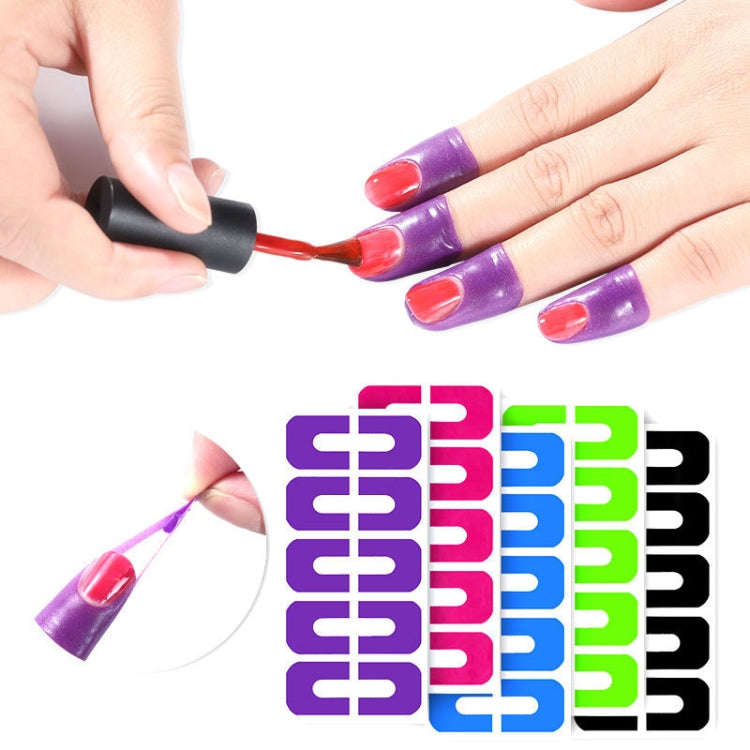 10pcs /Pack Nail Art Nail Polish Anti-Spill U-Shape Stickers(Color Random Delivery)