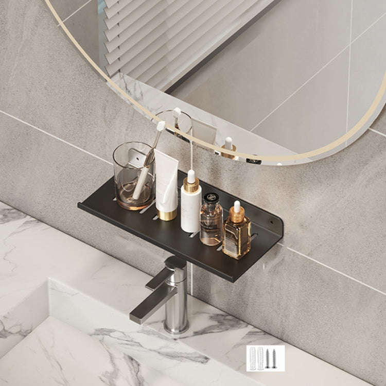 Faucet Rack Home Bathroom Vanity Shelf No Hole Storage Shelf, Length: 30cm (Black)