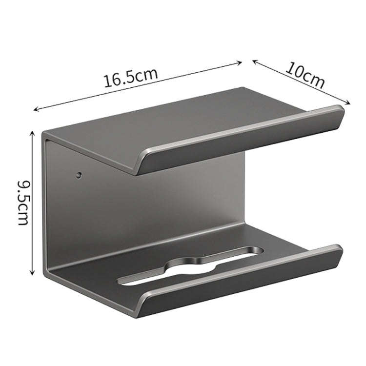 2 In 1 No-Punch Bathroom Shelf Household Paper Towel Cell Phone Toiletries Storage Rack(Gray)