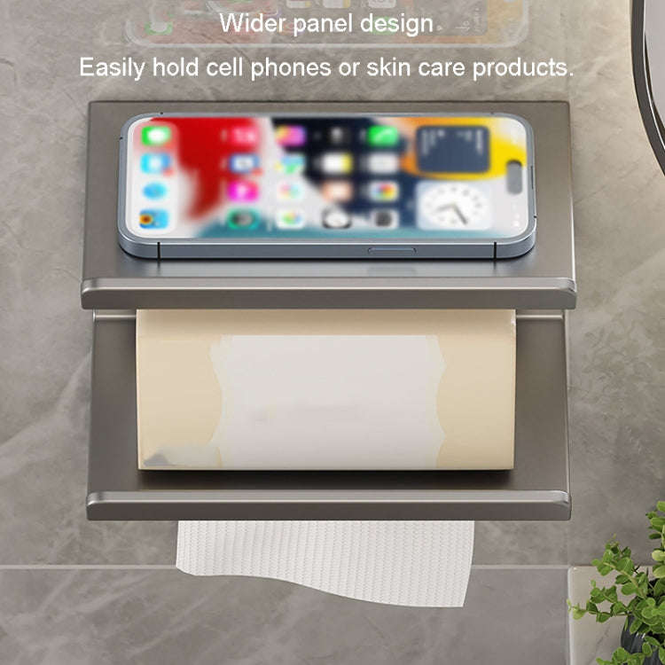 2 In 1 No-Punch Bathroom Shelf Household Paper Towel Cell Phone Toiletries Storage Rack(Gray)