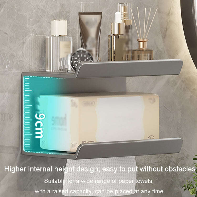 2 In 1 No-Punch Bathroom Shelf Household Paper Towel Cell Phone Toiletries Storage Rack(Gray)