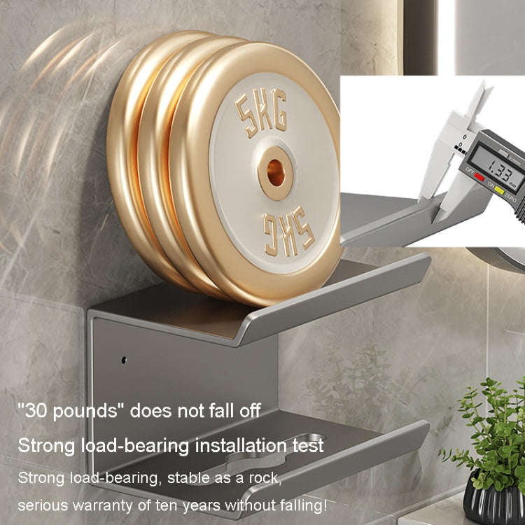 2 In 1 No-Punch Bathroom Shelf Household Paper Towel Cell Phone Toiletries Storage Rack(White)