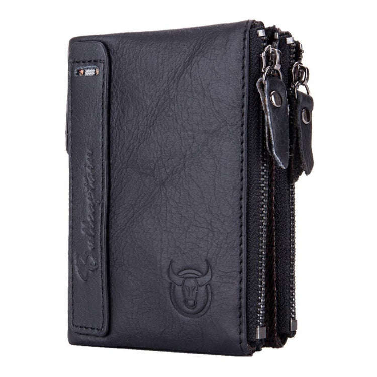 BULL CAPTAIN QB06 Retro First-layer Cowhide Anti-theft Zipper Wallet Short Drive License Coin Cli...