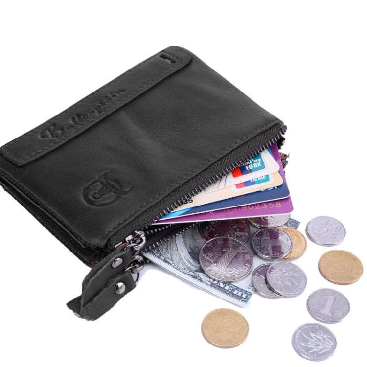 BULL CAPTAIN QB06 Retro First-layer Cowhide Anti-theft Zipper Wallet Short Drive License Coin Cli...