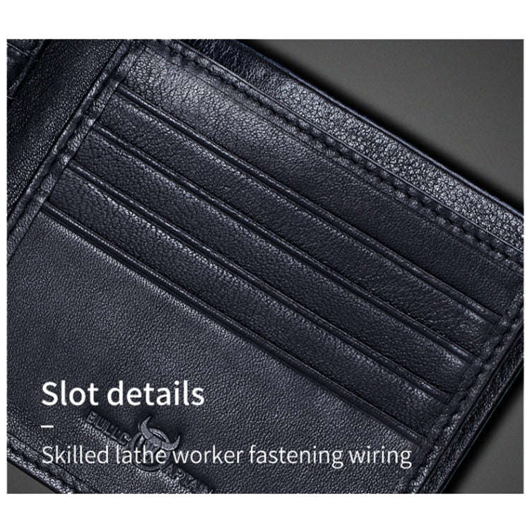 BULL CAPTAIN 0200 Large-capacity First-layer Cowhide Multi-card Slot Wallet RFID Anti-theft Card ...