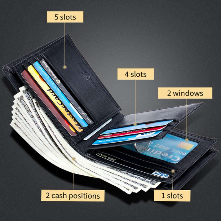 BULL CAPTAIN 0200 Large-capacity First-layer Cowhide Multi-card Slot Wallet RFID Anti-theft Card ...