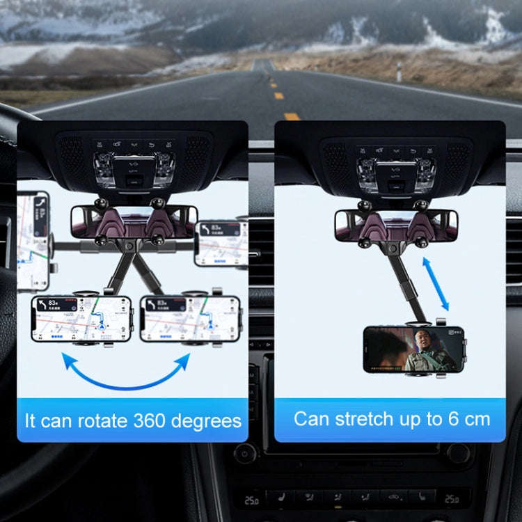 Car Rearview Mirror Mobile Phone Holder Multifunctional AR Navigation Support Bracket(Extending Rod)