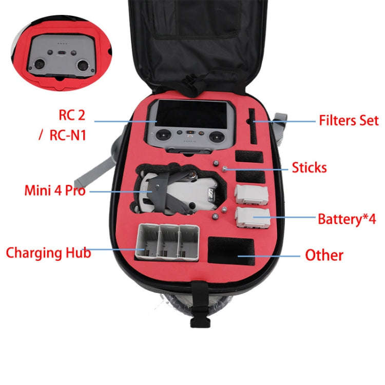 For DJI Mini 4 Pro Drone Storage Bag Carbon Fiber Backpack, Spec: Brushed Style