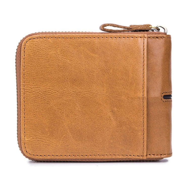 BULL CAPTAIN 042 RFID Anti-theft Cowhide Multi-card Slot Business Card Holder Zipper Wallet(Yello...