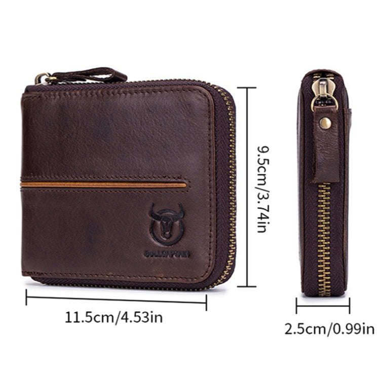 BULL CAPTAIN 042 RFID Anti-theft Cowhide Multi-card Slot Business Card Holder Zipper Wallet(Yello...