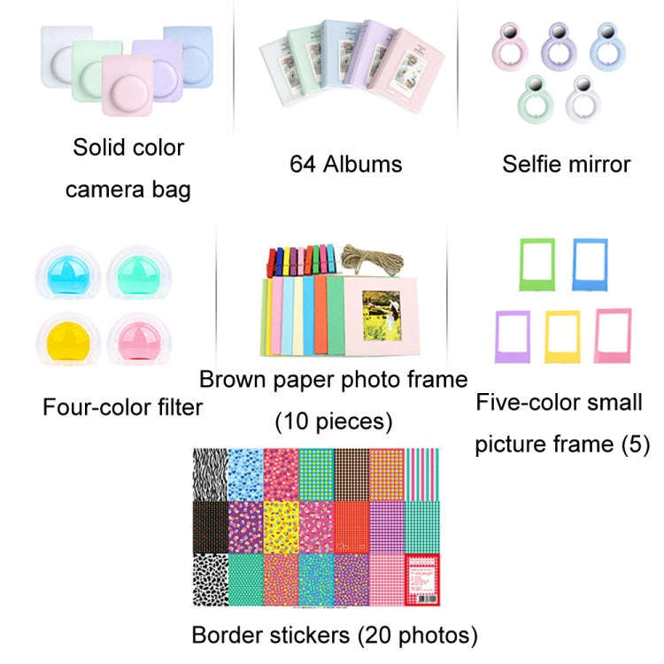 For Polaroid Mini12 7 in 1 Photo Album Sticker Photo Frame Camera Bag, Color: Pink