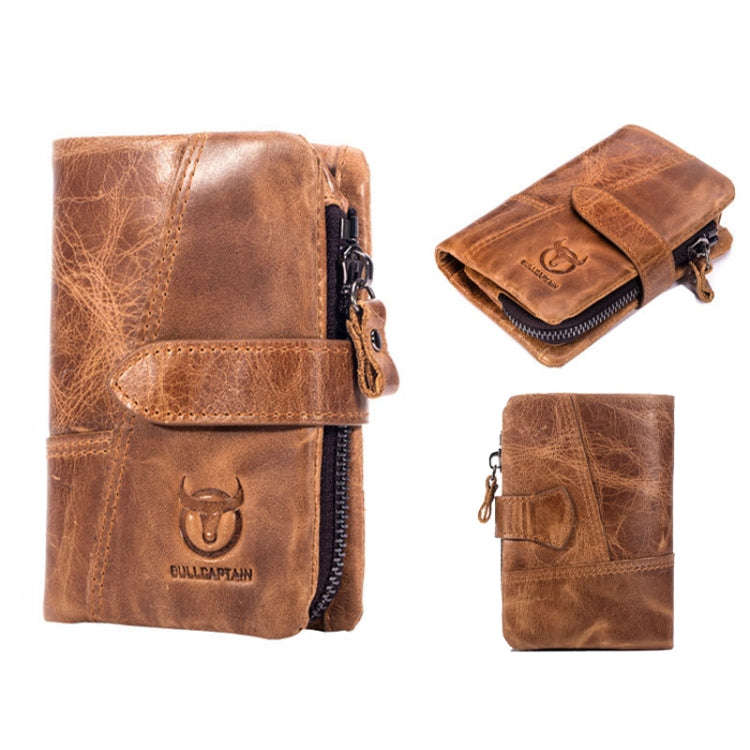 BULL CAPTAIN 01 RFID Anti-theft Multifunctional Cowhide Vertical Detachable Men Wallet(Coffee)