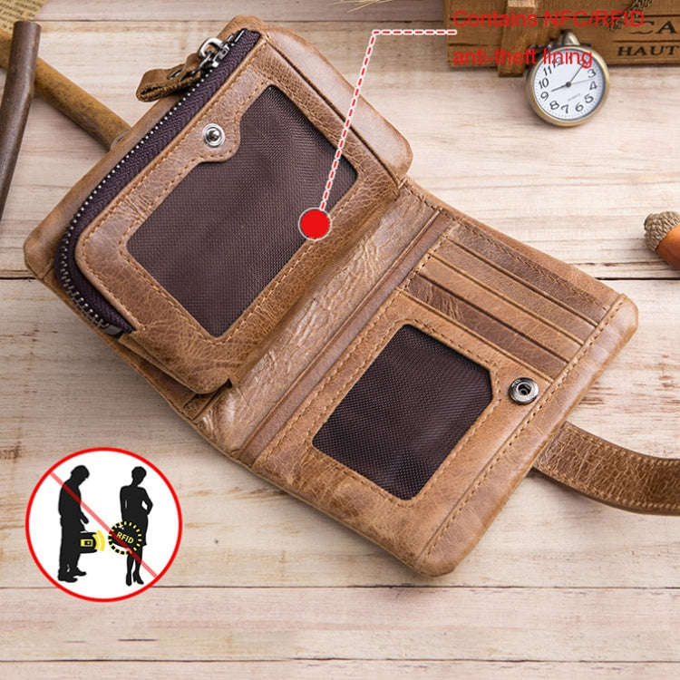 BULL CAPTAIN 01 RFID Anti-theft Multifunctional Cowhide Vertical Detachable Men Wallet(Yellow Brown)