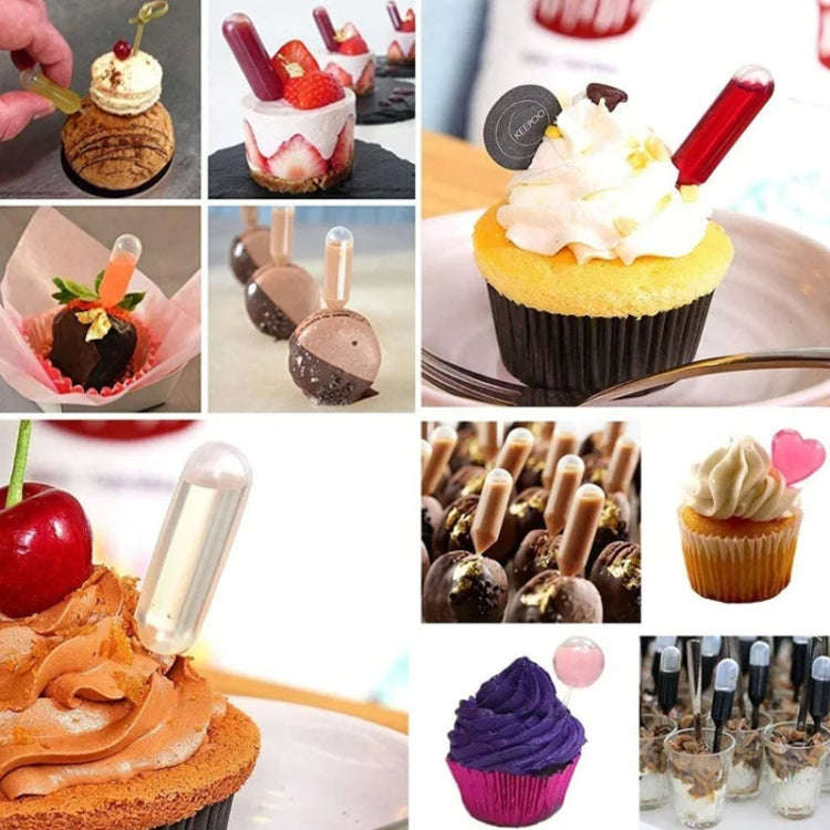 50pcs /Pack 4ml Jam Injection Baking Straw Disposable Plastic Dropper Jam Syringe, Model: Flat Round