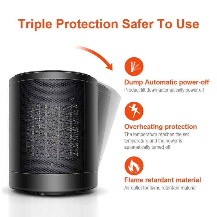 Cylindrical Ceramic Heating Warmer Quick Heat Mini Electric Heater EU Plug(Black)