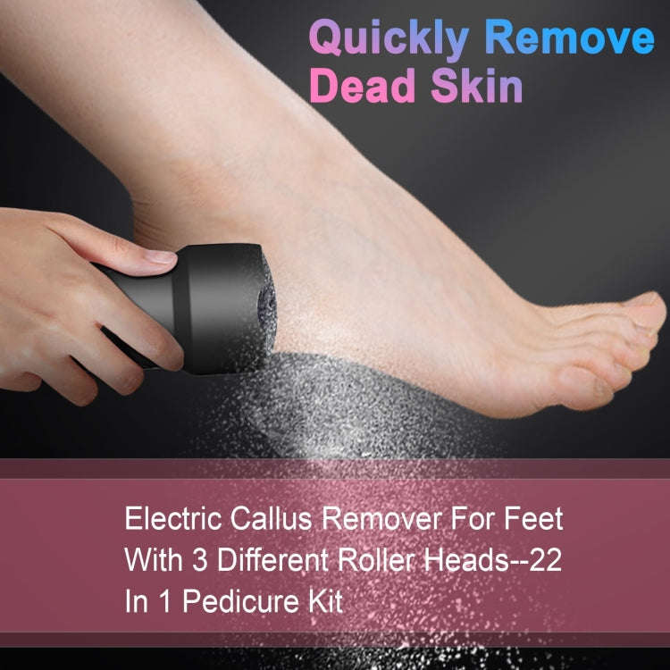 Electric Foot File Pedicure Kit Waterproof Feet Callus Remover, Spec: Matte Black