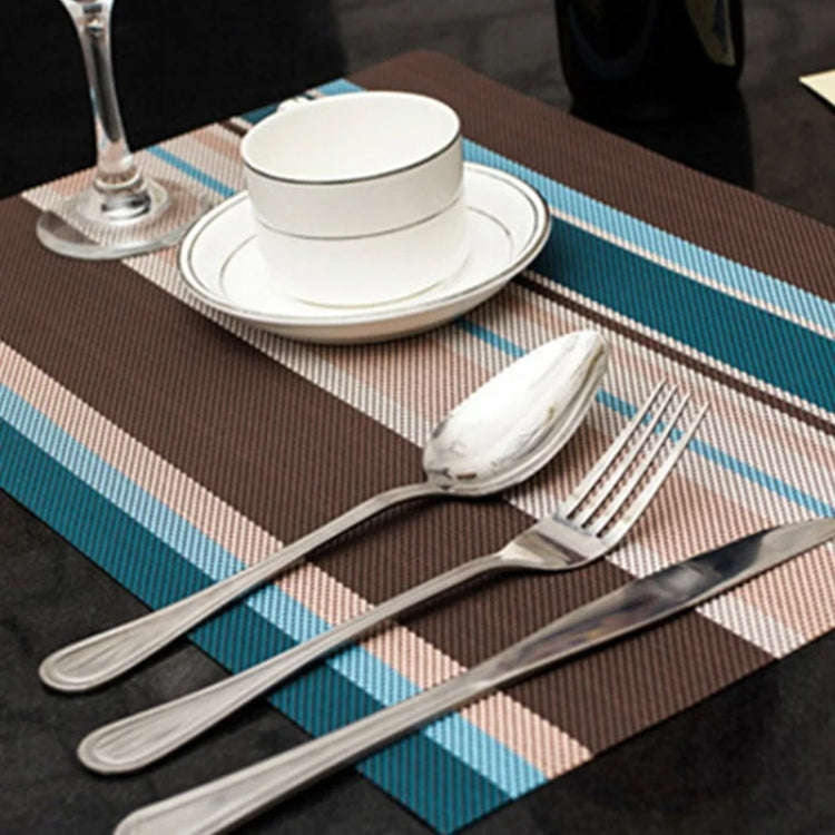 PVC Insulated Placemats Coasters Striped Cutlery Mat(Blue)