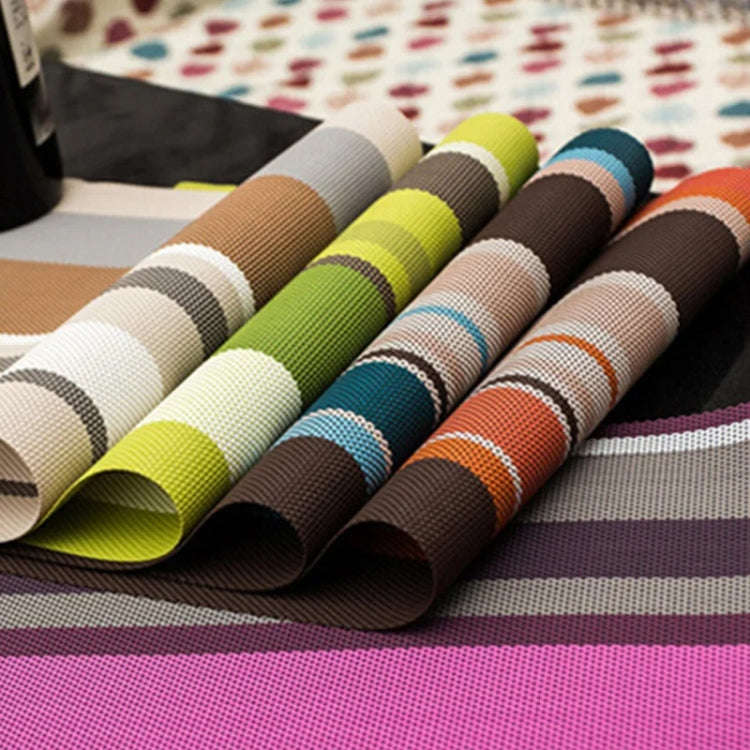 PVC Insulated Placemats Coasters Striped Cutlery Mat(Orange)