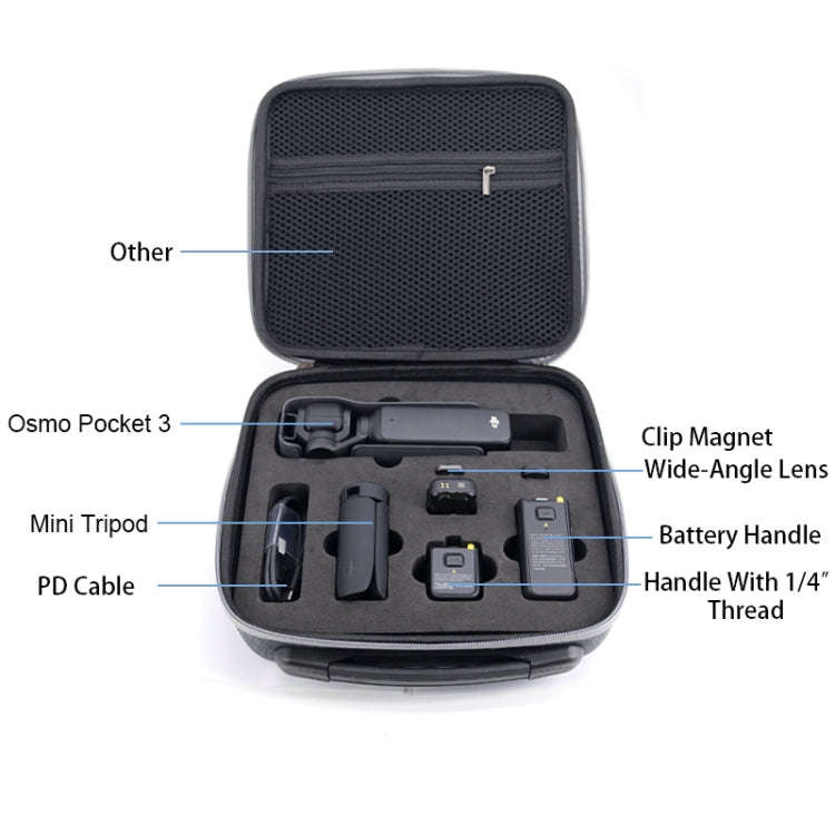 For DJI Osmo Pocket 3 Action Camera All-in-One Storage Bag Hand Cluth(Grey)