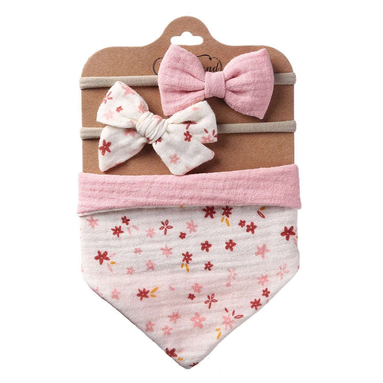3 In 1 Baby Drooling Towel Cotton Printed Double Sided Triangle Towel Headband Set Waterproof Bib...