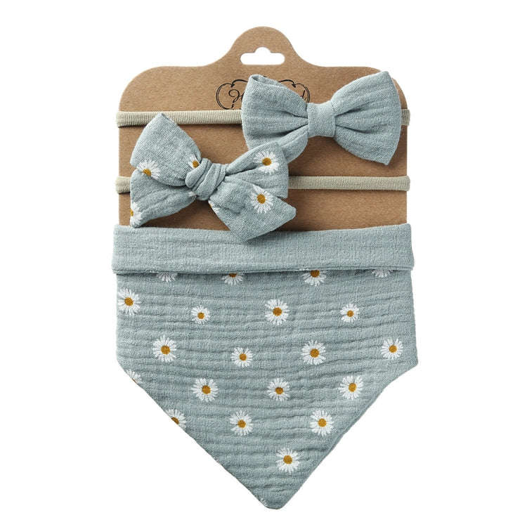 3 In 1 Baby Drooling Towel Cotton Printed Double Sided Triangle Towel Headband Set Waterproof Bib...