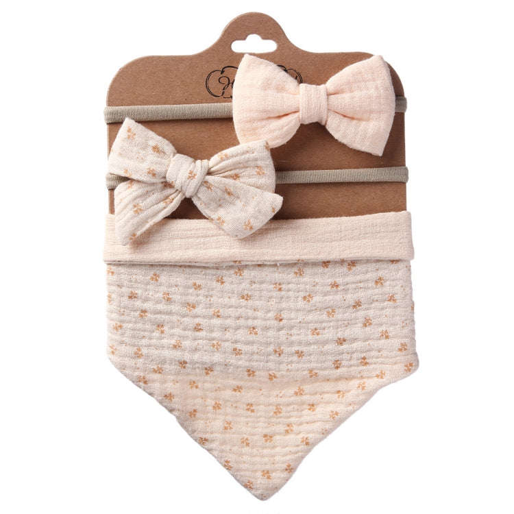 3 In 1 Baby Drooling Towel Cotton Printed Double Sided Triangle Towel Headband Set Waterproof Bib...