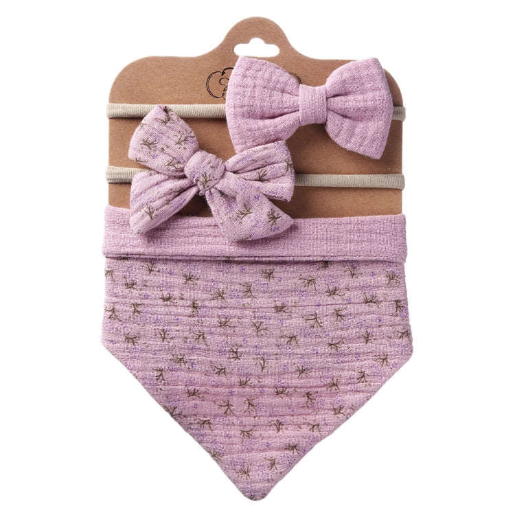 3 In 1 Baby Drooling Towel Cotton Printed Double Sided Triangle Towel Headband Set Waterproof Bib...