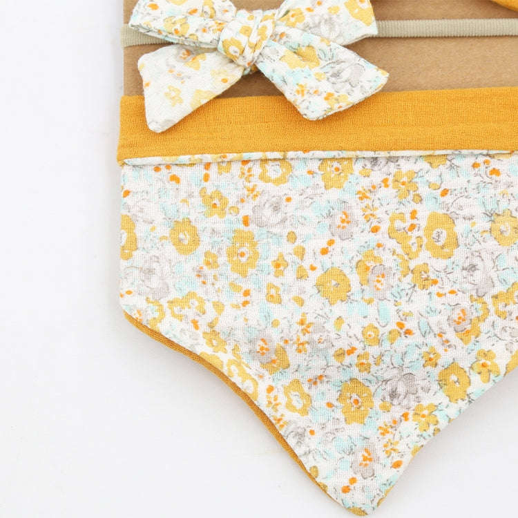 3 In 1 Baby Drooling Towel Cotton Printed Double Sided Triangle Towel Headband Set Waterproof Bib...