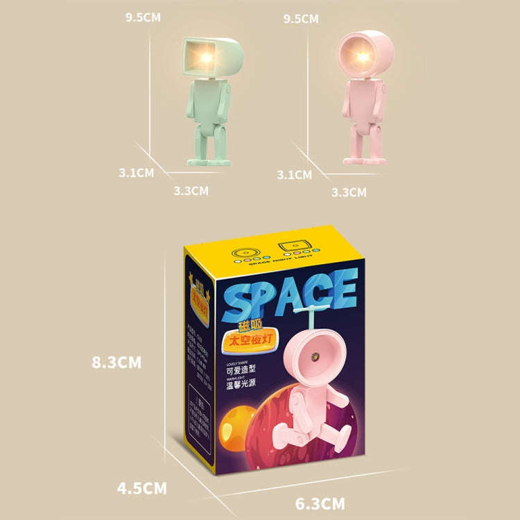 Mini Astronaut Magnetic LED Night Light Desktop Building Block Ornaments Desk Lamp, Color: Round ...