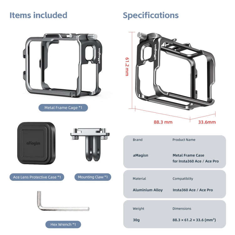 For Insta360 Ace Pro 2 / Ace Pro / Ace AMagisn Metal Rabbit Cage Protective Frame