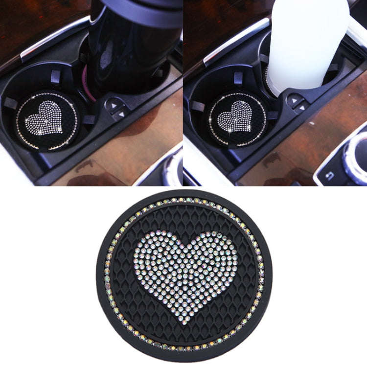 Car Round Love Diamond Honeycomb Anti-slip Coaster(Colorful AB Diamond)