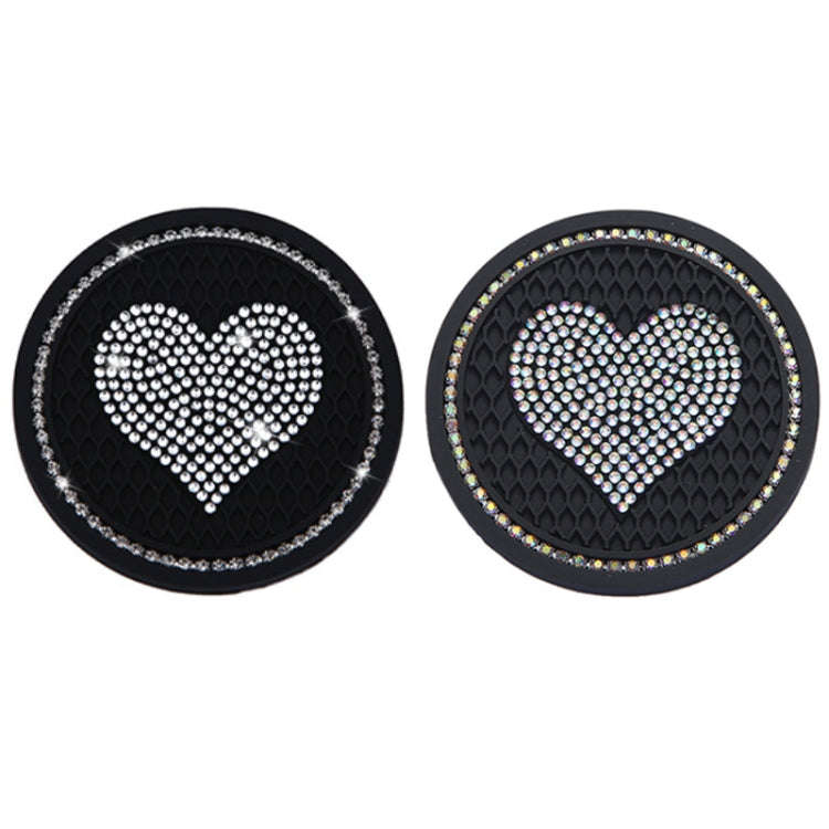 Car Round Love Diamond Honeycomb Anti-slip Coaster(Colorful AB Diamond)