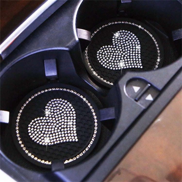 Car Round Love Diamond Honeycomb Anti-slip Coaster(Black)