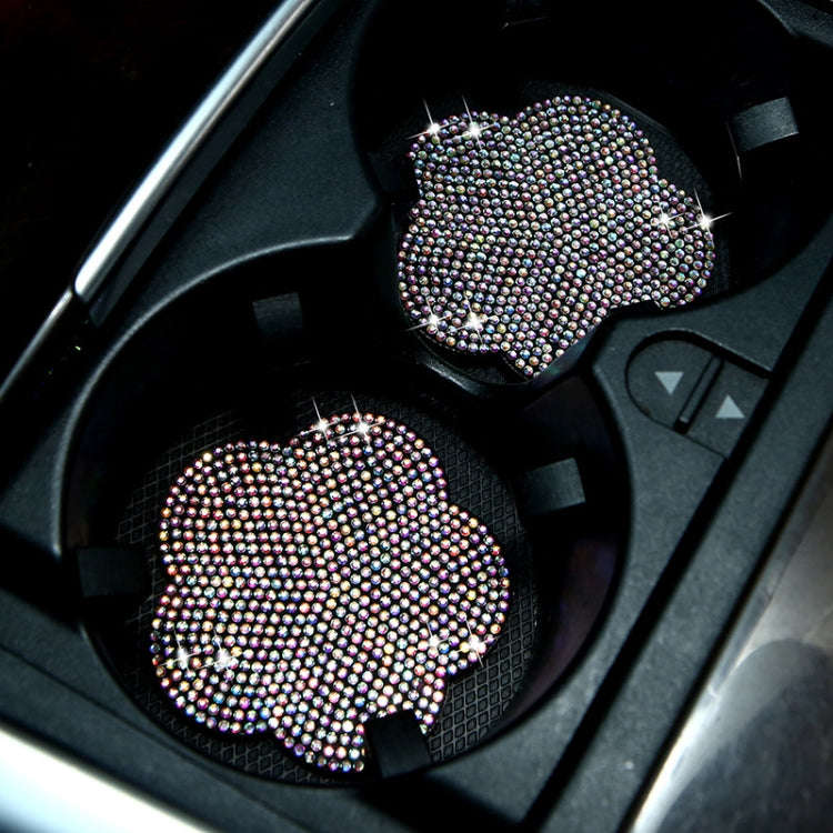 Car-mounted Diamond-filled Plum Blossom Decorated PVC Water Coaster(Colorful)