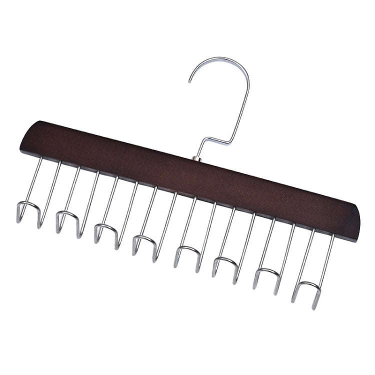 Wooden Sling Hanger Lingerie Vest Tie Organizer Household Wave Drying Racks(Dark Color)